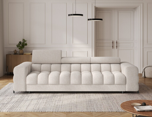 Canapea extensibila 3 locuri ELTAP, Festello, 260x100x96 cm, lemn/poliester, bej