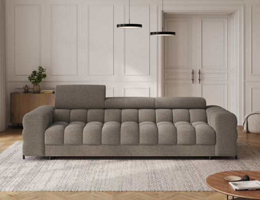 Canapea extensibila 3 locuri ELTAP, Festello, 260x100x96 cm, lemn/poliester, maro inchis