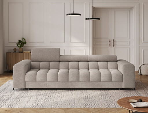 Canapea extensibila 3 locuri ELTAP, Festello, 260x100x96 cm, lemn/poliester, bej inchis