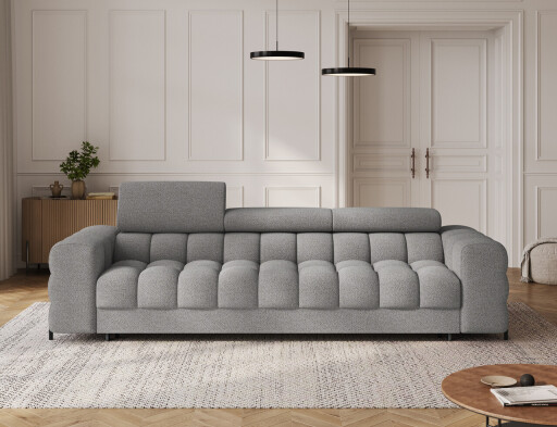 Canapea extensibila 3 locuri ELTAP, Festello, 260x100x96 cm, lemn/poliester, gri inchis