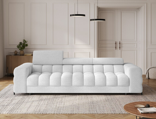 Canapea extensibila 3 locuri ELTAP, Festello, 260x100x96 cm, lemn/poliester, alb