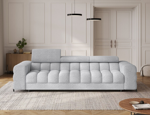 Canapea extensibila 3 locuri ELTAP, Festello, 260x100x96 cm, lemn/poliester, alb murdar