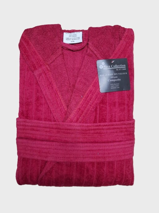 Halat de baie cu gluga, ET 2000 IMPEX, S/M, bumbac, rosu