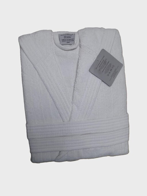 Halat de baie cu gluga, ET 2000 IMPEX, S/M, bumbac, alb