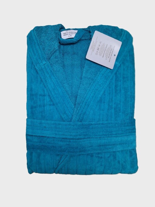 Halat de baie cu gluga, ET 2000 IMPEX, S/M, bumbac, turcoaz