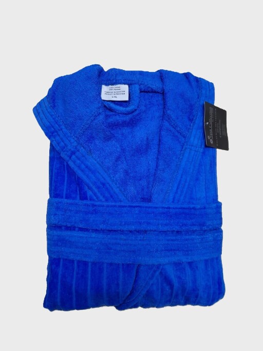 Halat de baie cu gluga, ET 2000 IMPEX, L/XL, bumbac, albastru