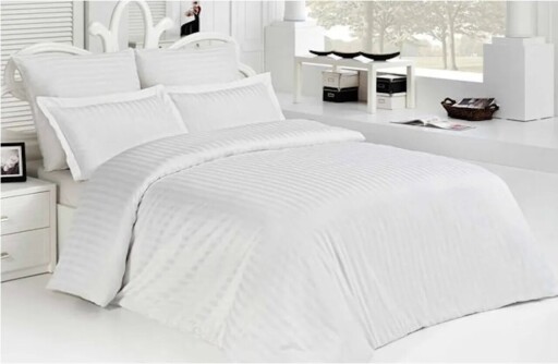 Lenjerie de pat King Size ET 2000 IMPEX, 200x220 cm, 4 piese, bumbac/poliester, alb