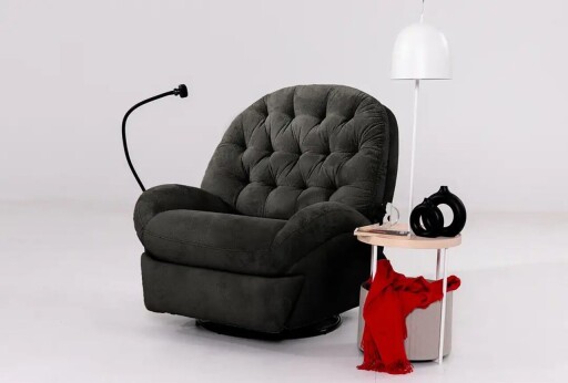Fotoliu cu recliner, Atelier del Sofa, 752EST1512, Lemn de carpen;PAL, Negru