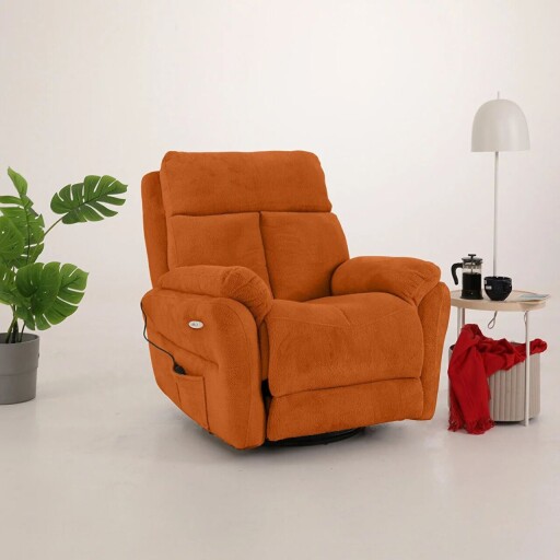 Fotoliu cu recliner, Atelier del Sofa, 752EST1501, Lemn de carpen;PAL, Caramiziu