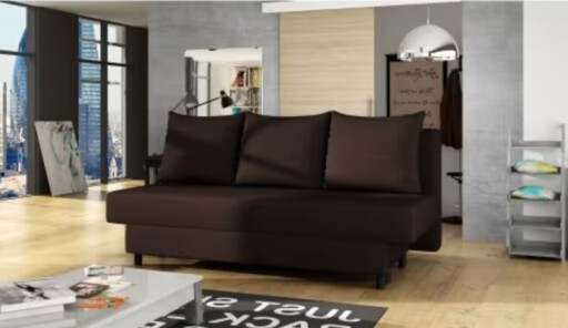 Canapea extensibila 3 locuri ELTAP, Amaza, 190x82x83 cm, lemn/poliester, maro