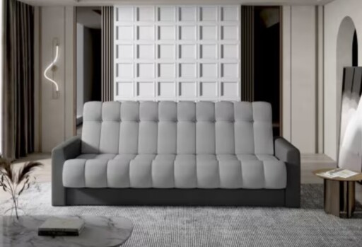 Canapea extensibila 3 locuri ELTAP, Garett, 212x85x90 cm, lemn/poliester, gri deschis/gri inchis
