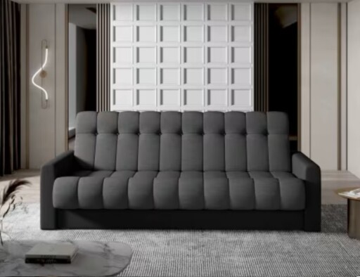 Canapea extensibila 3 locuri ELTAP, Garett, 212x85x90 cm, lemn/poliester, gri inchis/negru