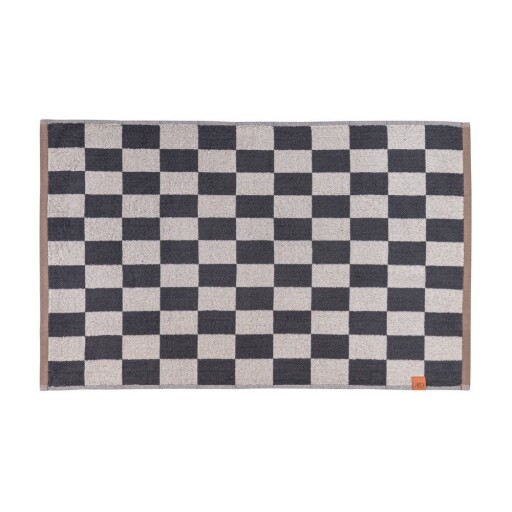 Covoraș de baie gri antracit/bej pentru duș din bumbac organic 50x80 cm Retro – Mette Ditmer Denmark