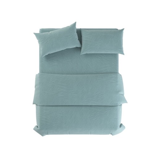 Lenjerie de pat albastru-deschis din in pentru pat dublu 200x200 cm Aqua – Native Natural