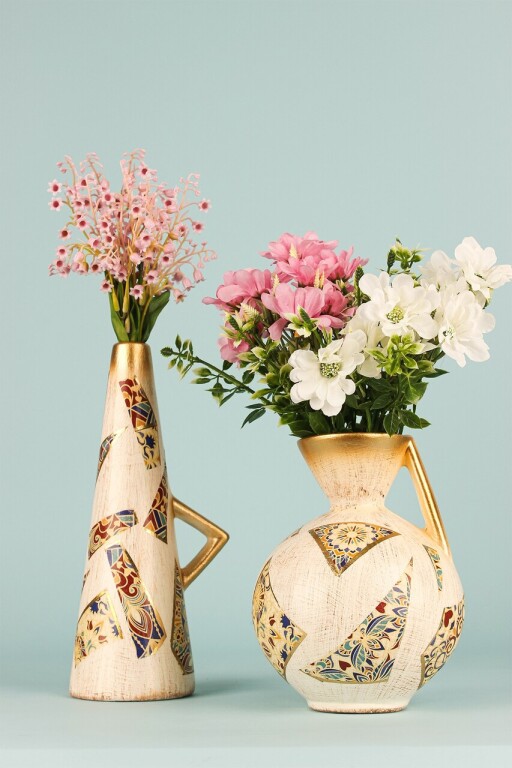 Set de ghivece decorative, BK016, Ceramica, Bej