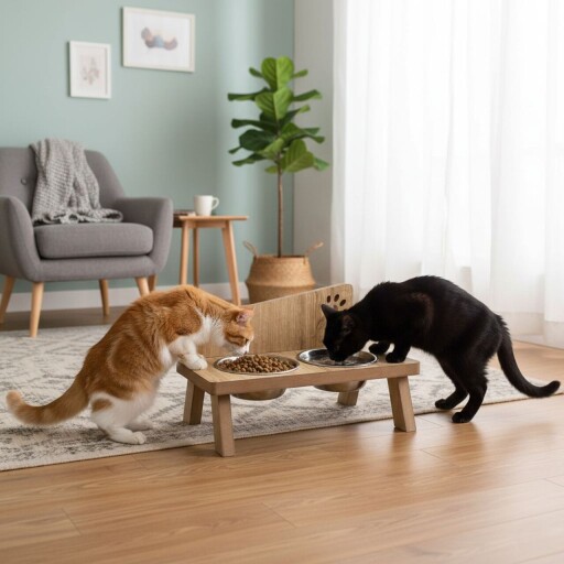 Bol pentru hrana animale de companie, Paws &amp; Whiskers, Tori, 100% MDF (Grosime: 1,8 mm), Lemn