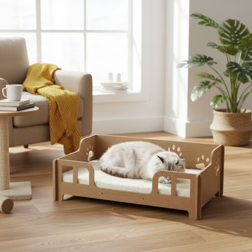 Pat pentru pisici, Paws &amp; Whiskers, Lyra, MDF, Stejar