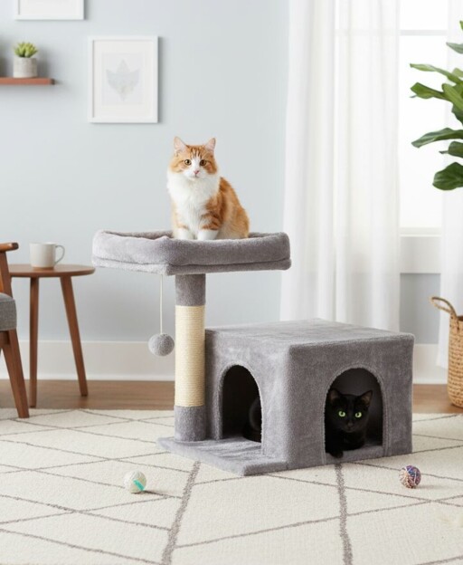 Casă pentru pisici, Paws &amp; Whiskers, Cairo, Tesatura Welsoft, Antracit