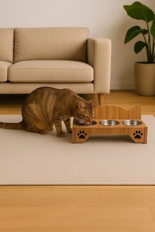 Bol pentru hrana animale de companie, Paws &amp; Whiskers, Apvm16, MDF , Multicolor