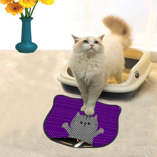 Covoras litiera pentru colectarea granulelor de nisip, Paws &amp; Whiskers, Kdkafa0003, 50% PVC/50% poliester, Multicolor