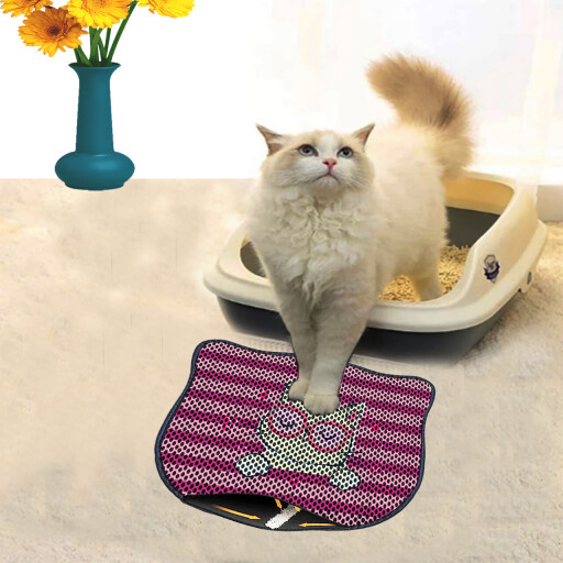 Covoras litiera pentru colectarea granulelor de nisip, Paws &amp; Whiskers, Kdkafa0010, 50% PVC/50% poliester, Multicolor