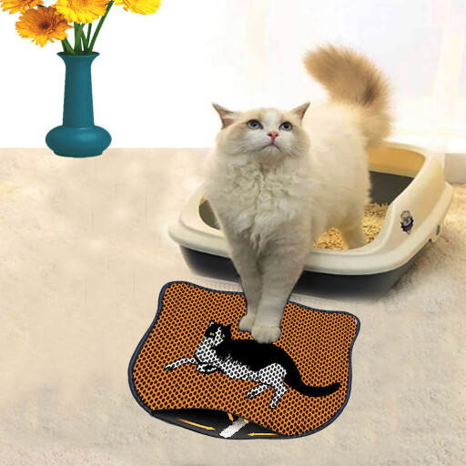 Covoras litiera pentru colectarea granulelor de nisip, Paws &amp; Whiskers, Kdkafa0014, 50% PVC/50% poliester, Multicolor