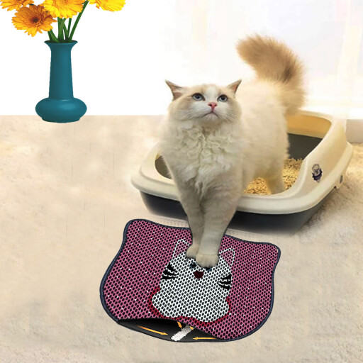 Covoras litiera pentru colectarea granulelor de nisip, Paws &amp; Whiskers, Kdkafa0025, 50% PVC/50% poliester, Multicolor