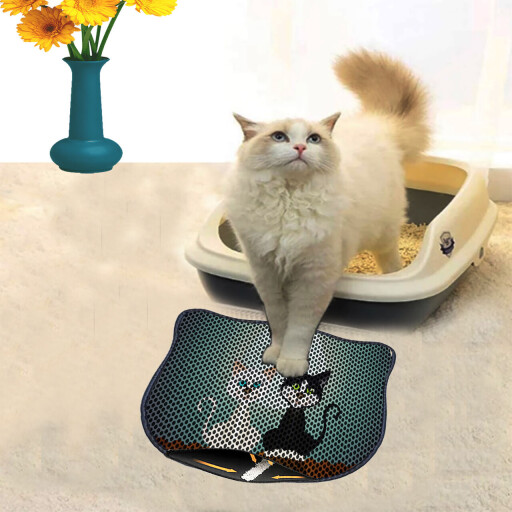Covoras litiera pentru colectarea granulelor de nisip, Paws &amp; Whiskers, Kdkafa0026, 50% PVC/50% poliester, Multicolor