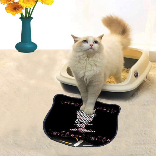 Covoras litiera pentru colectarea granulelor de nisip, Paws &amp; Whiskers, Kdkafa0029, 50% PVC/50% poliester, Multicolor