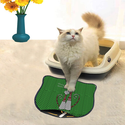 Covoras litiera pentru colectarea granulelor de nisip, Paws &amp; Whiskers, Kdkafa0032, 50% PVC/50% poliester, Multicolor