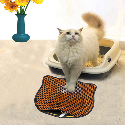 Covoras litiera pentru colectarea granulelor de nisip, Paws &amp; Whiskers, Kdkafa0035, 50% PVC/50% poliester, Multicolor