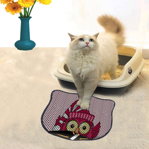 Covoras litiera pentru colectarea granulelor de nisip, Paws &amp; Whiskers, Kdkafa0082, 50% PVC/50% poliester, Multicolor