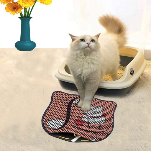 Covoras litiera pentru colectarea granulelor de nisip, Paws &amp; Whiskers, Kdkafa0083, 50% PVC/50% poliester, Multicolor