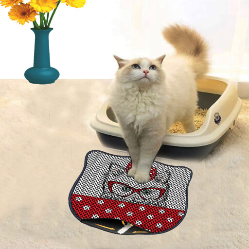 Covoras litiera pentru colectarea granulelor de nisip, Paws &amp; Whiskers, Kdkafa0099, 50% PVC/50% poliester, Multicolor