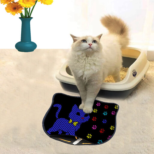 Covoras litiera pentru colectarea granulelor de nisip, Paws &amp; Whiskers, Kdkafa0103, 50% PVC/50% poliester, Multicolor