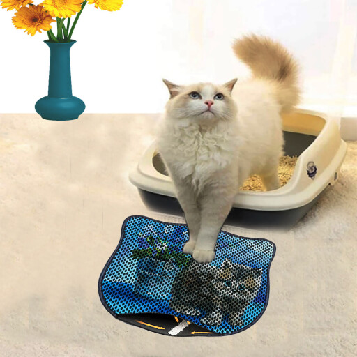 Covoras litiera pentru colectarea granulelor de nisip, Paws &amp; Whiskers, Kdkafa0132, 50% PVC/50% poliester, Multicolor