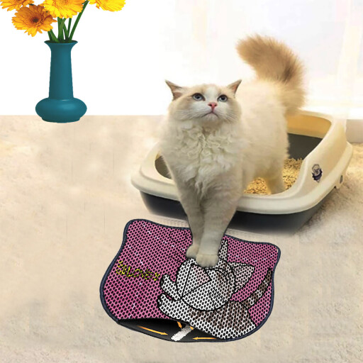 Covoras litiera pentru colectarea granulelor de nisip, Paws &amp; Whiskers, Kdkafa0152, 50% PVC/50% poliester, Multicolor