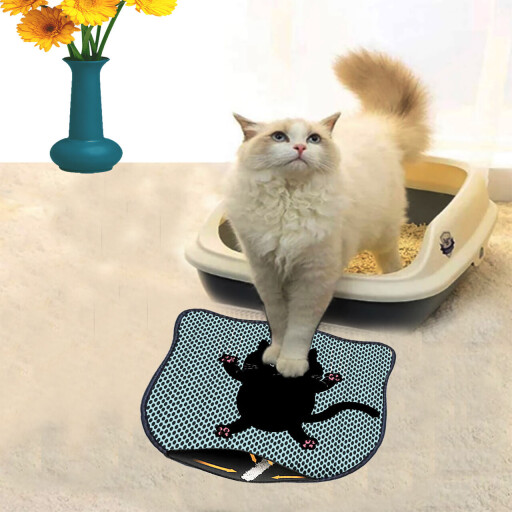 Covoras litiera pentru colectarea granulelor de nisip, Paws &amp; Whiskers, Kdkafa0158, 50% PVC/50% poliester, Multicolor
