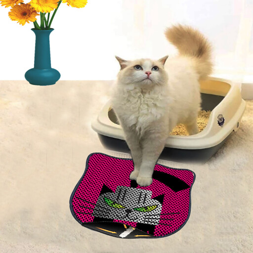 Covoras litiera pentru colectarea granulelor de nisip, Paws &amp; Whiskers, Kdkafa0182, 50% PVC/50% poliester, Multicolor