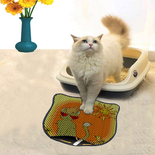 Covoras litiera pentru colectarea granulelor de nisip, Paws &amp; Whiskers, Kdkafa0183, 50% PVC/50% poliester, Multicolor