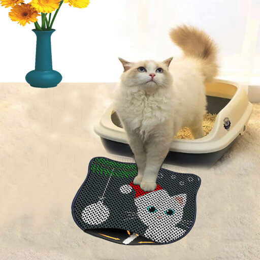 Covoras litiera pentru colectarea granulelor de nisip, Paws &amp; Whiskers, Kdkafa0185, 50% PVC/50% poliester, Multicolor