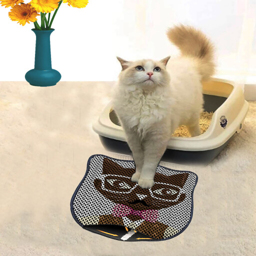 Covoras litiera pentru colectarea granulelor de nisip, Paws &amp; Whiskers, Kdkafa0187, 50% PVC/50% poliester, Multicolor