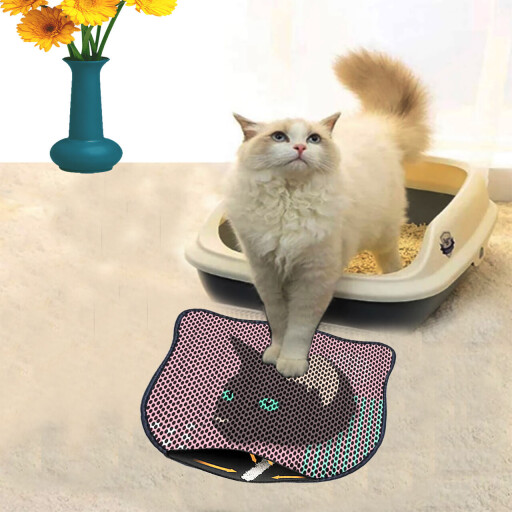 Covoras litiera pentru colectarea granulelor de nisip, Paws &amp; Whiskers, Kdkafa0195, 50% PVC/50% poliester, Multicolor