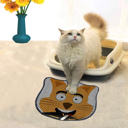 Covoras litiera pentru colectarea granulelor de nisip, Paws &amp; Whiskers, Kdkafa0196, 50% PVC/50% poliester, Multicolor