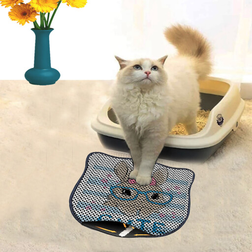 Covoras litiera pentru colectarea granulelor de nisip, Paws &amp; Whiskers, Kdkafa0207, 50% PVC/50% poliester, Multicolor