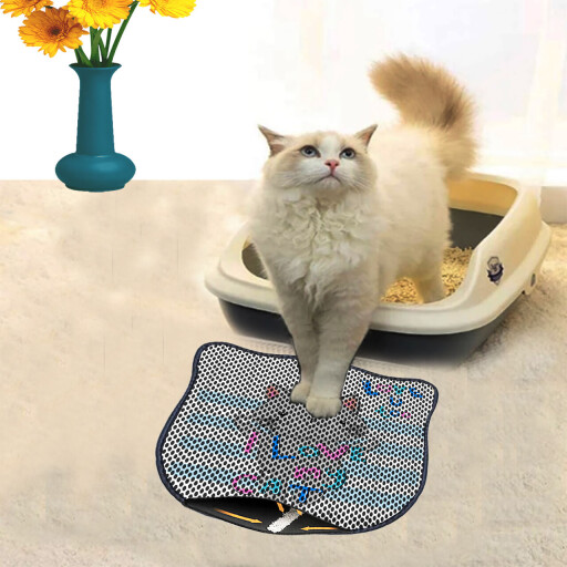 Covoras litiera pentru colectarea granulelor de nisip, Paws &amp; Whiskers, Kdkafa0209, 50% PVC/50% poliester, Multicolor