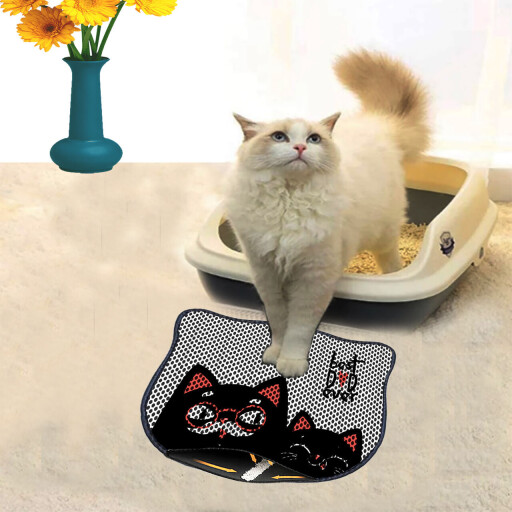Covoras litiera pentru colectarea granulelor de nisip, Paws &amp; Whiskers, Kdkafa0215, 50% PVC/50% poliester, Multicolor