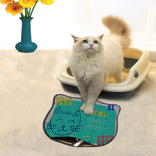Covoras litiera pentru colectarea granulelor de nisip, Paws &amp; Whiskers, Kdkafa0220, 50% PVC/50% poliester, Multicolor