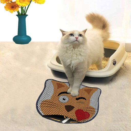 Covoras litiera pentru colectarea granulelor de nisip, Paws &amp; Whiskers, Kdkafa0226, 50% PVC/50% poliester, Multicolor