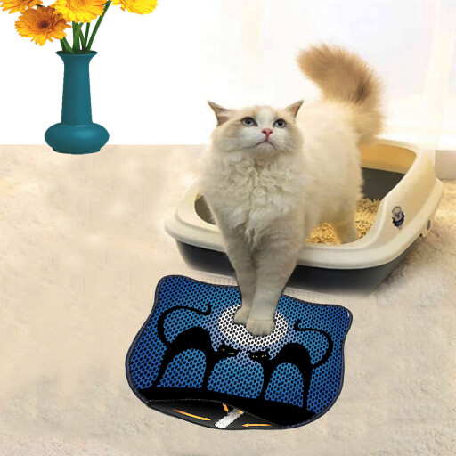 Covoras litiera pentru colectarea granulelor de nisip, Paws &amp; Whiskers, Kdkafa0227, 50% PVC/50% poliester, Multicolor